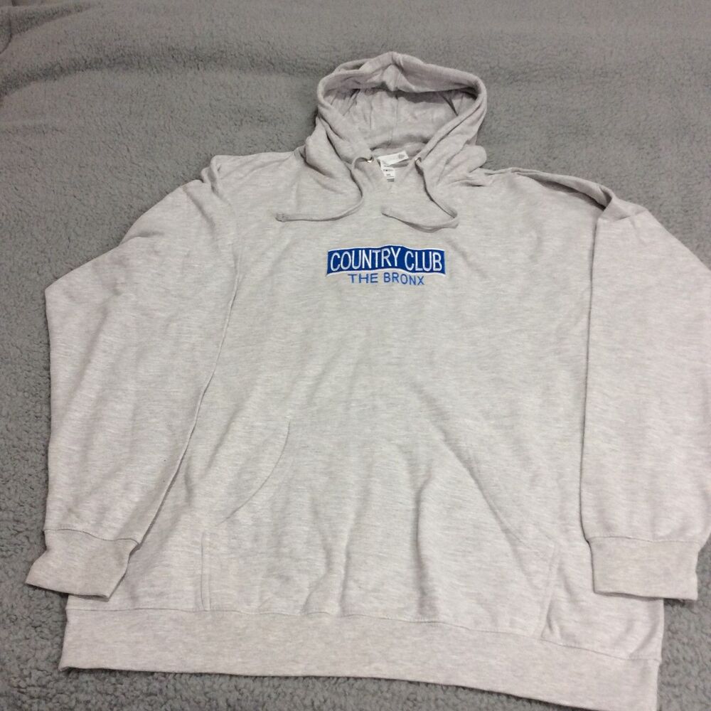Hooded Sweatshirt w/ Pocket- Embroidered " Country Club The Bronx" Grey  3XL